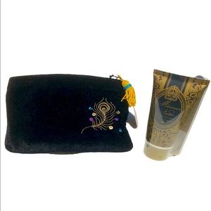 Pier 1 Peacock Feather Black Cosmetic Bag w Moroccan Nectar Nail Kit (2553051)